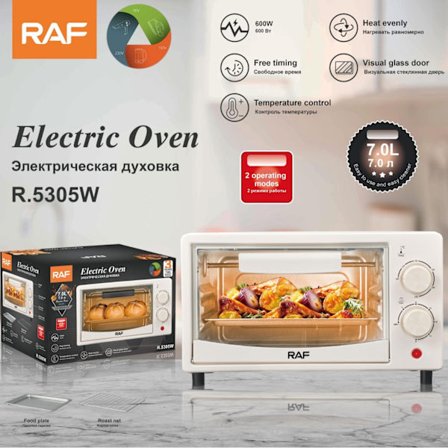 RAF Köksapparat Portabel 7l Elektrisk Ugn för Bakning Brödrost