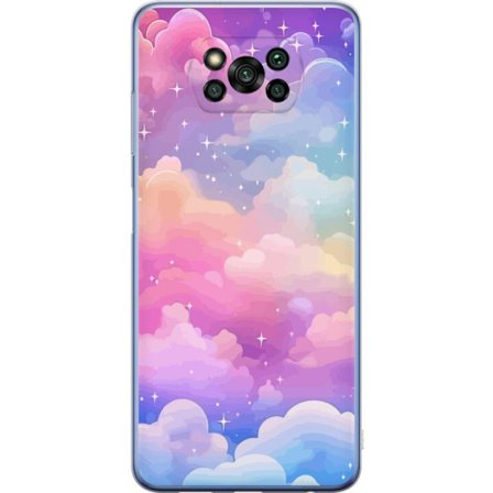 Kompatibelt Mobildeksel til Xiaomi Poco X3 Pro Søt enhjørning med regnbuefarget hår mot en stjernebelagt pastellbakgrunn i kawaii-stil