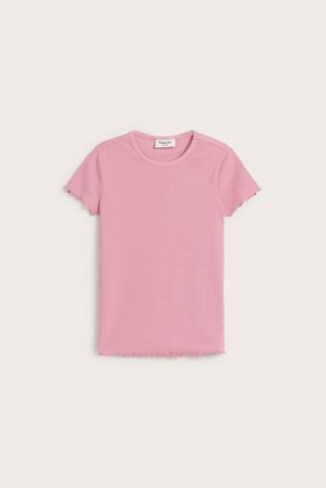 Kappahl | Kortermet ribbestrikket topp | Rosa