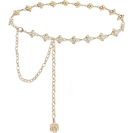 Kjedebelte for kvinner med strasskrystaller, midjebelte for kjole, gave