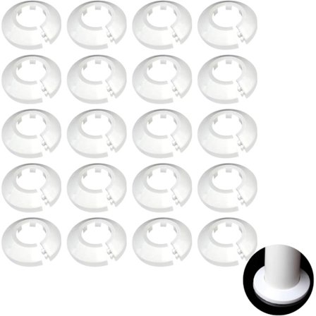 20 stk. Radiatorroset-sæt, 20 mm rørskjuler, Radiatorroset (Hvid)