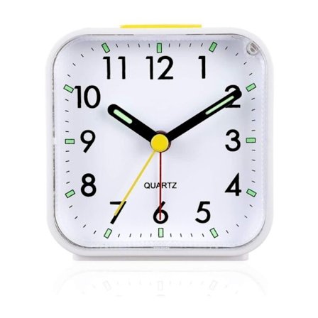 Stille Analog Vekkerklokke Uten Tikking, Lydløs Vekkerklokke - Plast Vekkerklokke - Myk Vekking, Pipelyd, Hvit