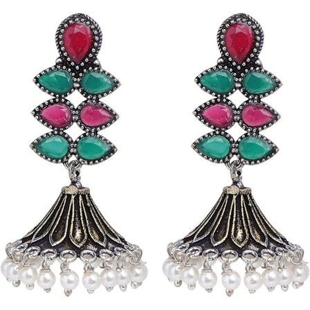 Indiska oxiderade smycken Boho Vintage Layered Tassel Dangle Statement Örhängen