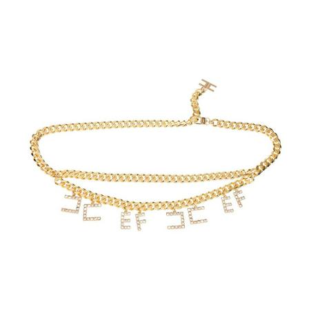 Elisabetta Franchi, High-waisted Charms Belt Geel, Dames, Maat:S