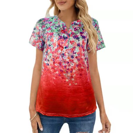 Kvinnor Kortärmade Toppar V-ringad T-shirt