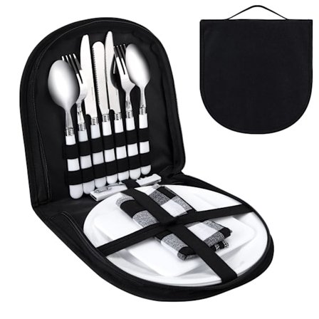 Camping Bestiksæt 13 Dele Bærbart Camping Bestiksæt i Rustfrit Stål Rejsesæt Gaffel Ske Bestik Picnic Sæt til Camping Picnic 2 Personer