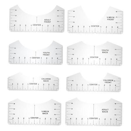 8 st Rundhalsad T-shirt Justeringslinjal Guide T-shirt Mätverktyg T-shirt Storlekstabell