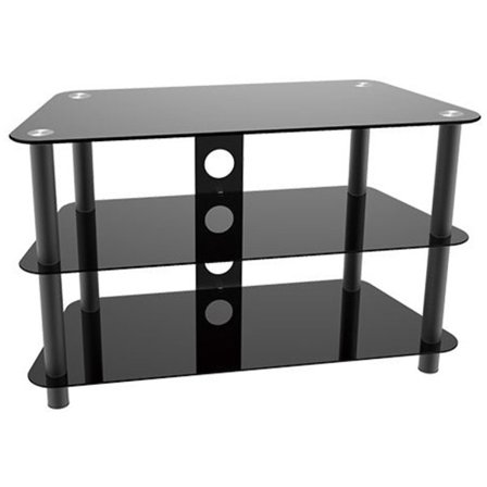 Tv Glasbänk Svart 3 Hyllor