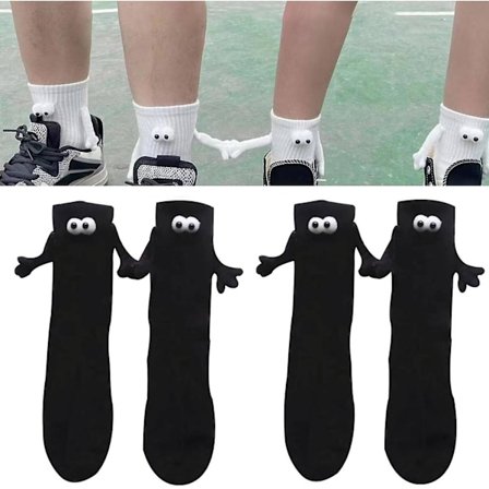 2 Par Roliga Magnetiska Sug 3D Docka Par Strumpor, Par Håller Händer Roliga Strumpor, Mellanhöga Söta Strumpor Roliga Presenter