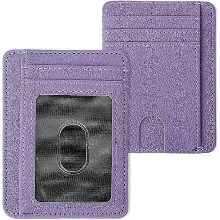 RFID-blokerende pung etui til kreditkort, slankt kreditkort etui ID-etui læderpung mønt identitetskort pung til kvinder mænd (lilla)