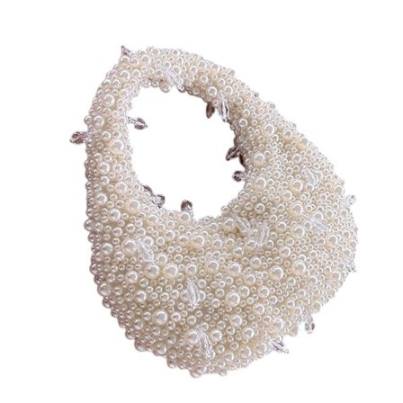 Unik Aften Taske Med Faux Perler Detalje Praktisk Rummelig Daglig Brug