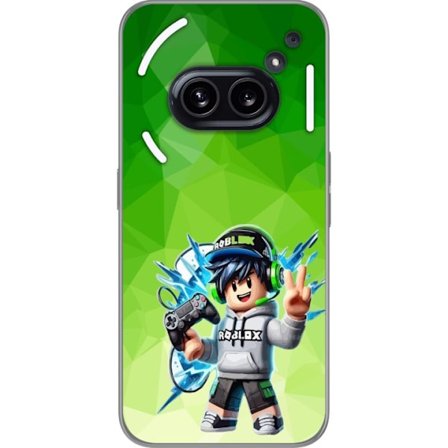 Kompatibelt Mobildeksel til Nothing Phone (2a) Plus Roblox-inspirert gamerfigur med headset, håndkontroll og energiske effekter mot grønn bakgrunn