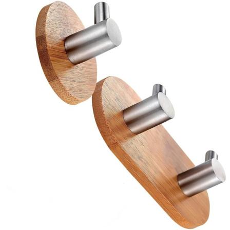 Piao Natural Bamboo Wood Koukku sisäänkäynnin oven avainkoukku Koristeellinen seinälle ripustettava makuuhuoneen takkikoukku