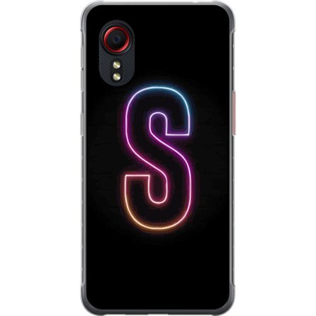 Kompatibel Mobilcover til Samsung Samsung Galaxy Xcover 5 Neonbogstav S i lyserød og blå toner mod en mørk baggrund, stilfuld bogstavkunst med retr