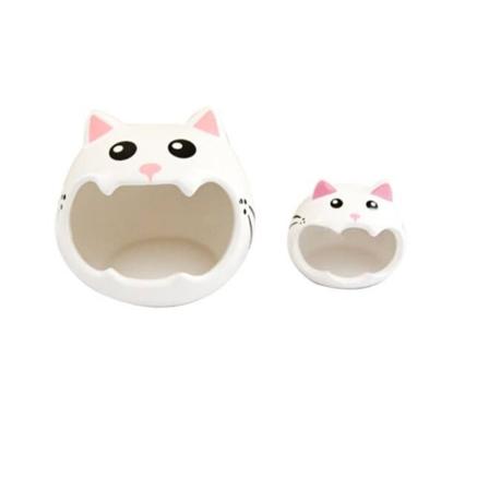 Hamster keramiskt bo med stor mun white cat 16*15*14cm