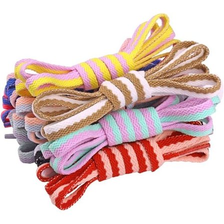 9 par mode trykte sneakers og hvide sko DIY 2 farver mix flade snørebånd