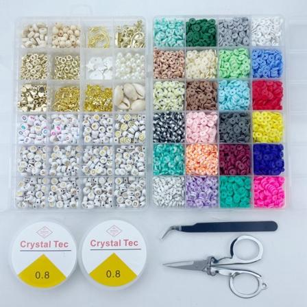 6000 stk leireperler, myke leirebiter, myke leireperlesett, dekorative armbånd, DIY-tilbehør