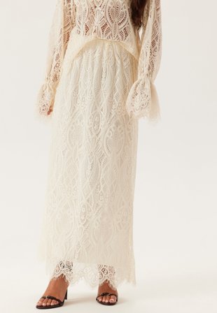 Emelie Olson X Bubbleroom Lace Maxi Skirt Cream XL