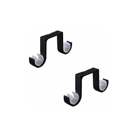 Set med 2 takfästen - Svarta dubbla gardinstångsfästen - Aluminium takfasta gardinstångsfästen med skruvar