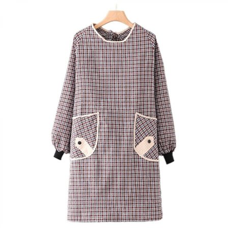 Sødt forklæde til husholdningen, forklæde med lange ærmer lavet af bomuld