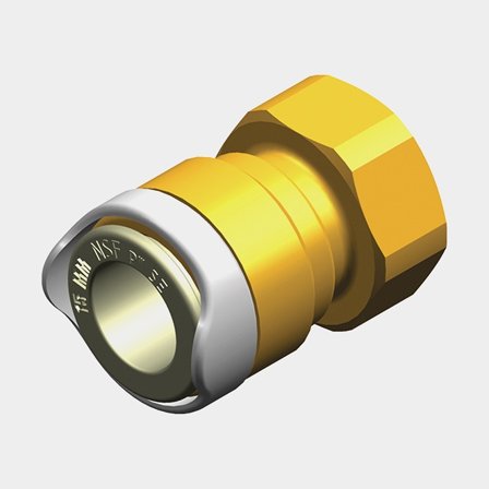 Adapter Whale Adaptor, plastic / brass, Whale Quick Connect 15 mm (WS15) (female) to 3/8" G (BSP) (female), white / brass-coloured, 1 piece