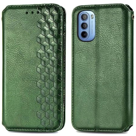Läder Motorola Moto G31 / Motorola Moto G41 fodral med romb-design - Grön