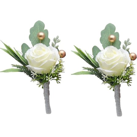 2 st Brudgum & Best Man Bröstblommor för Kostymdekoration - Konstgjorda Roser Knapphål Blomma