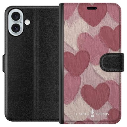 Yhteensopiva Lompakkokotelo Apple Apple iPhone 16 Plus Cactus and Friends - Blush Paper Hearts