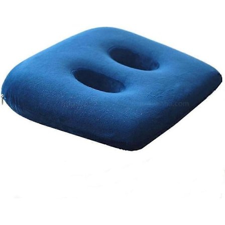 Memory Foam Sittebenspute med to hull for rumpe, korsrygg, hamstrings, hofter, Ischial Tuberosity Coccyx-pute for halebeinsmerter, Blå,-