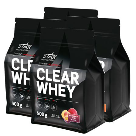 Valleprotein Star Nutrition 4 x Clear Whey Whey Protein 500 g - Bodyman.dk