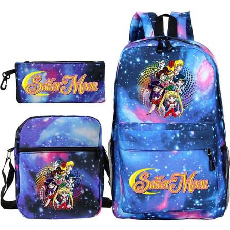 Rygsæk Skoletaske Sailor Moon Rygsæk Enkelt Skuldertaske Blyanttaske Tredelt Sæt A