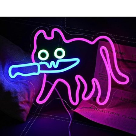 LED Neon Skilt Hund Kat Skateboard Design – 20W Dekorativ Væglampe**Kat med et knivbid, 43*31.5cm