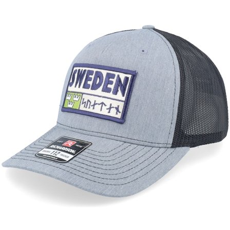 Wild Spirit - Grey trucker Czapka Z Daszkiem - Sweden Patch Logo Heather Grey/Black A-frame Trucker @ Hatstore