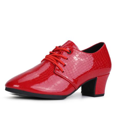 Kvinnor Mid Heel Oxfords Spetsiga Tå Lace Up Latin Skor Ballroom
