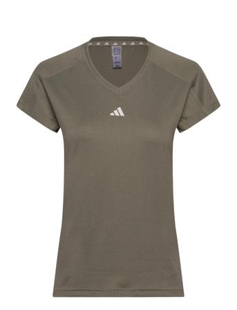 Aeroready Train Essentials Minimal Branding V-Neck T-Shirt Sport Women Sport Clothing Sports Tops & T-shirts Sport T-shirts Khaki Green Adidas 