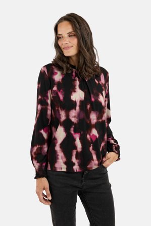 SIGNATURE - Langærmet T-shirt - Rosa / Sort - Mønstret