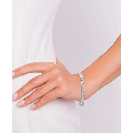 Italiensk 925 Sterling Sølv Byzantinsk Armbånd til Kvinder Størrelse 6.5