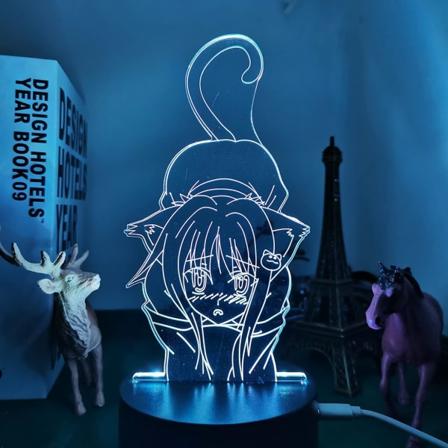 WJ 3D Anime Lampa High School DxD Shirone Toujou för sovrumsdekorationsljus Födelsedagspresenter för kvinnor Män Konosuba Manga Led Nattljus