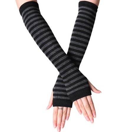 Striped Fingerless Gloves Arm Warmers Ladies Naisten lapaset - varastossa