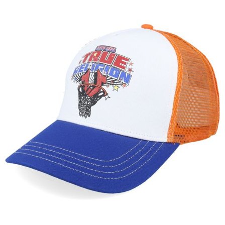 True Religion - Vit trucker Keps - Hs Basketball White/Orange/Blue Trucker @ Hatstore
