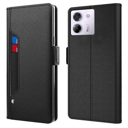Til Xiaomi Poco M7 Pro 5G Etui Stativ PU Læder Telefon Cover Kort Holder Spejl