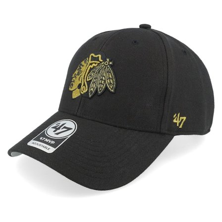 47 Brand - NHL Zwart adjustable Cap - Chicago Blackhawks NHL Snap 47 Mvp Black Adjustable @ Hatstore