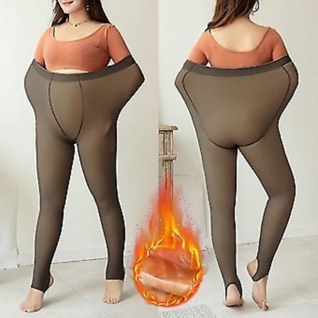 Dam Plus Size Vinter Fleecefodrade Falska Genomskinliga Tights Sömlösa Tjocka Varma Leggings 360g
