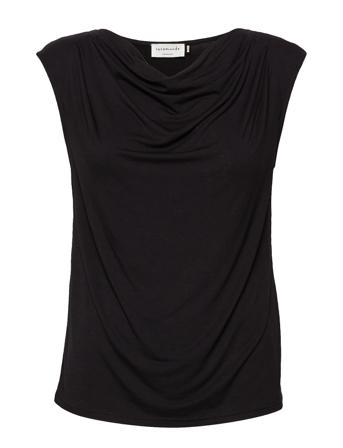 Viscose T-Shirt Blus Ärmlös Svart Rosemunde