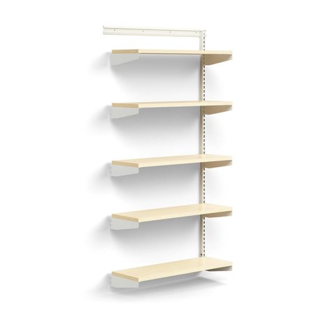Wall shelving RELY, add-on, laminate shelves, 1800x900x300 mm, white/birch