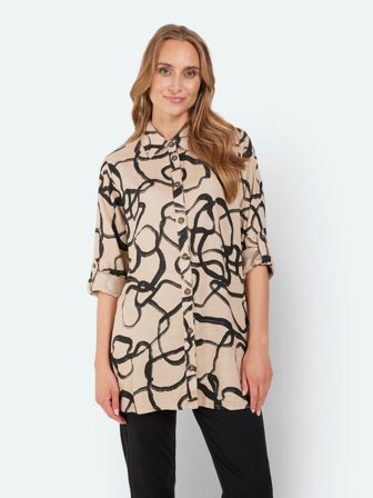 SIGNATURE - Skjorte - Sand / Sort - Mønstret