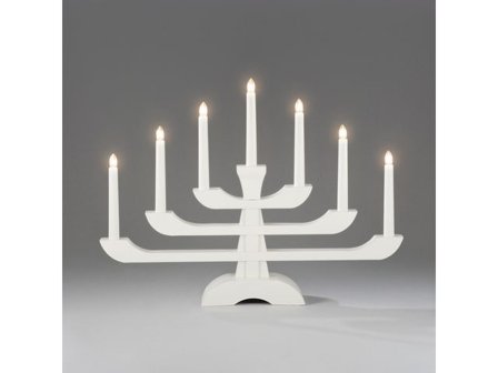 KONSTSMIDE Elljusstake 7 ljus 53x39cm trä vit - Lyreco - Kontorsmöbler och inredning - Lampor och belysning - Ljusstakar