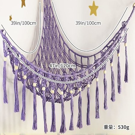 Boheme-stil plyslegetøjsopbevaringsnet (ekstra stort) og plyslegetøjsnet eller hængekøje, egnet til små plyslegetøj eller plyslegetøj.