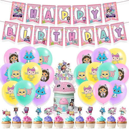 Gaby's Dukkehus-tema Bursdagsfest Dekorasjoner Dukkehus Trekklapp Kakeinnsats Ballonghengere -ys