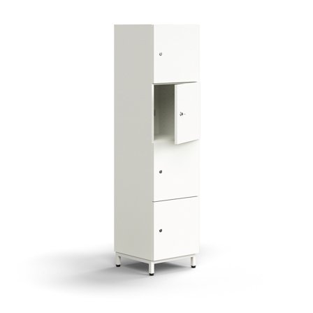 Schließfachschrank QBUS, 1636x400x420 mm, weiß